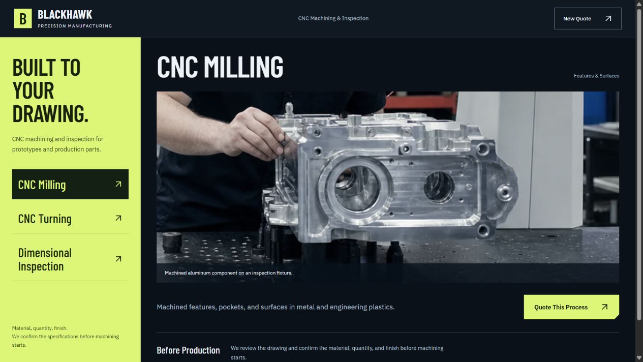 Blackhawk Precision Manufacturing website